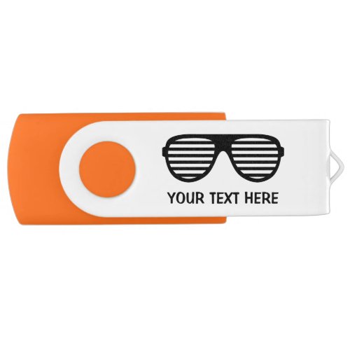 Custom swivel USB flash drive with sunglasses logo