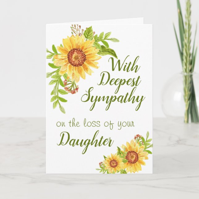 Custom Sympathy Floral Sunflower Daughter Card (Front)