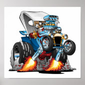 Custom T-bucket Roadster Hotrod Cartoon Poster | Zazzle