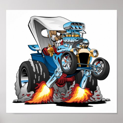 Custom T_bucket Roadster Hotrod Cartoon Poster