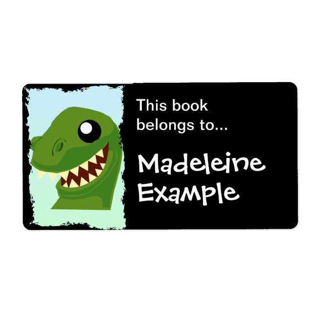 Custom T-Rex Booktag Label (Front)