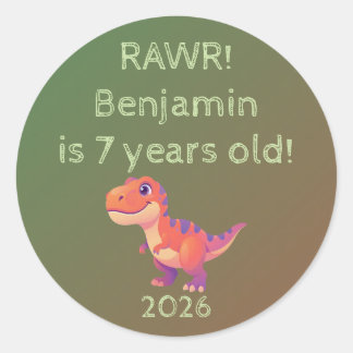 Custom T-Rex Dinosaur Birthday Favor Label