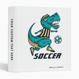 Custom T-Rex Soccer Player Sports with Name 3 Ring Binder