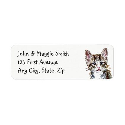 Custom Tabby Cat Kitten Cute Address Label