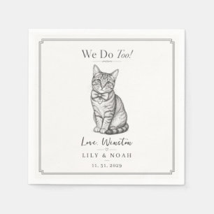 Custom Tabby Cat Modern Wedding Sketch Minimalist Napkins