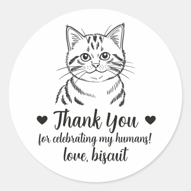 Custom Tabby Cat Wedding Favor Stickers (Front)