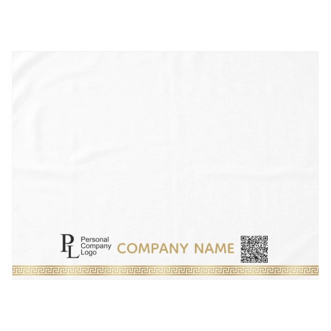 Custom Table Cover Business Logo Gold Greek Border Tablecloth (Front (Horizontal))