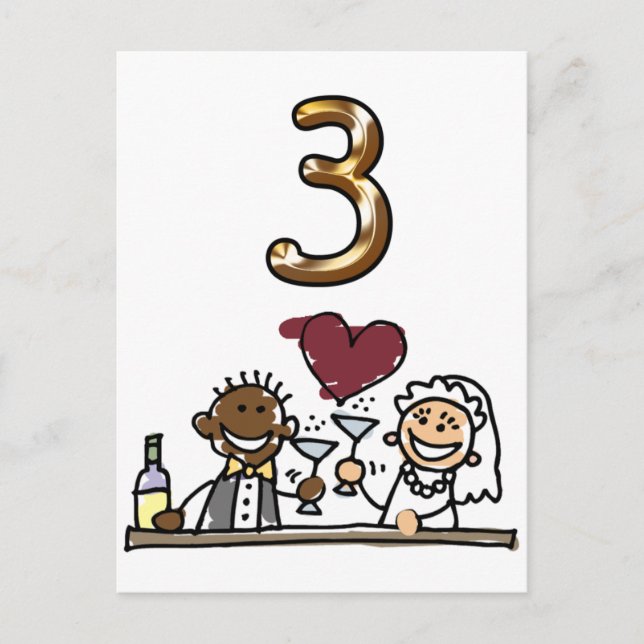 Custom Table Number 3 Postcards (Front)