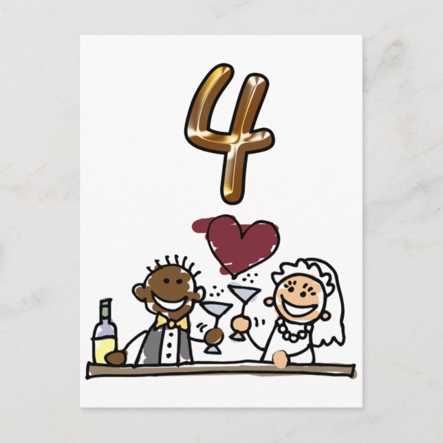 Custom Table Number 4 Postcards (Front)