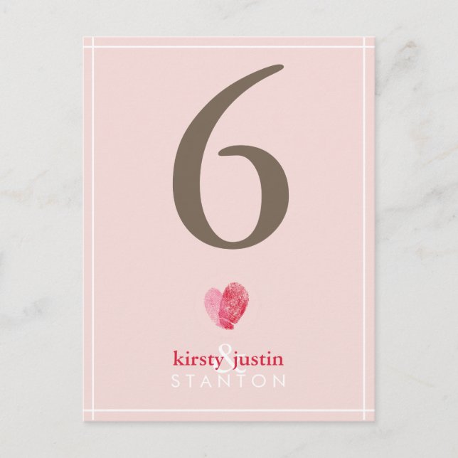 CUSTOM TABLE NUMBER cute modern fingerprint heart (Front)