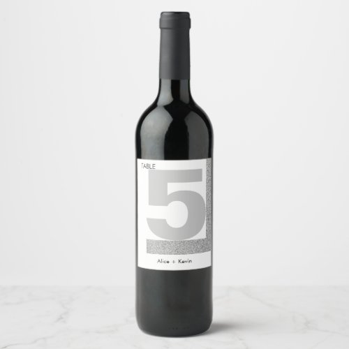 Custom Table Number  Minimal Modern Silver Glitter Wine Label