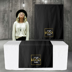 Custom Table Runner Banner Business Logo Black Tapestry