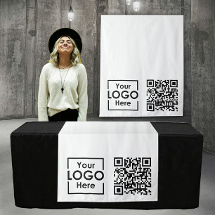 Custom Table Runner Banner Business Logo QR Code Tapestry
