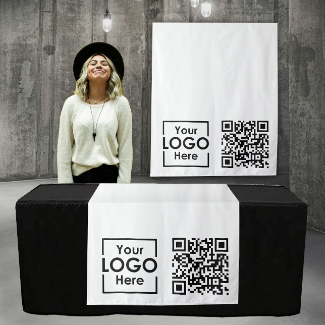 Custom Table Runner Banner Business Logo QR Code Tapestry (Custom Table Runner Banner Business Logo QR Code Tapestry)