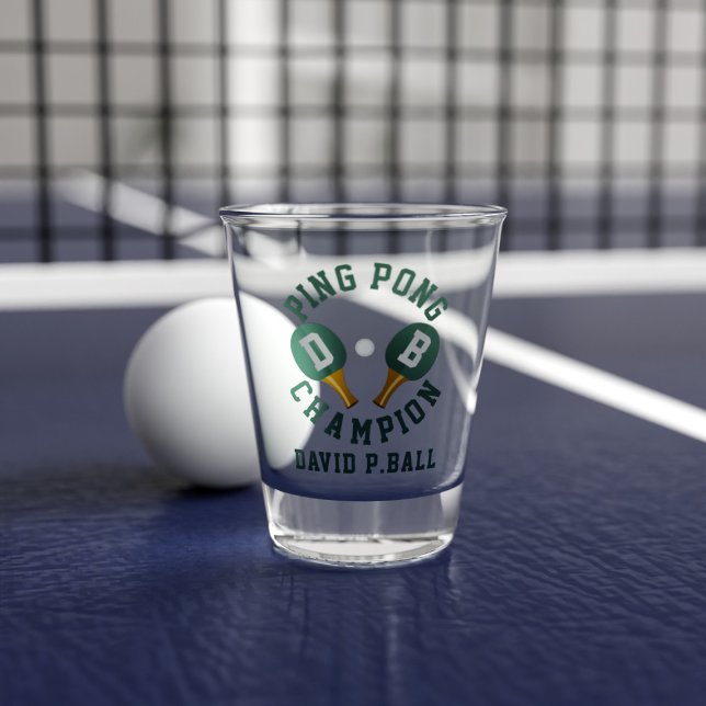 Custom Table Tennis Ping Pong Champion Shot Glass (Perfect shot glass for the ping pong champion in your life. Just add their name and initials)