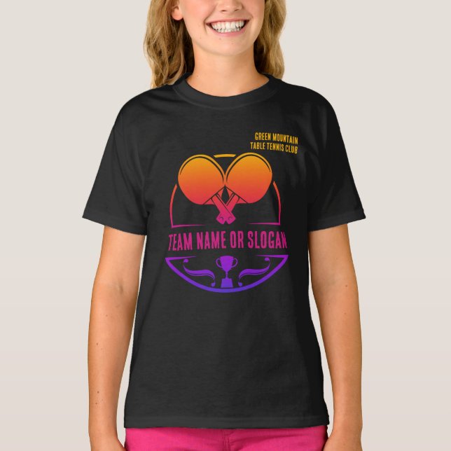 Custom Table Tennis Team Name Club League T-Shirt (Front)