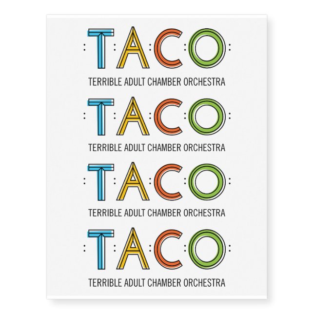 Custom TACO Large Temporary Tattoos (Front)