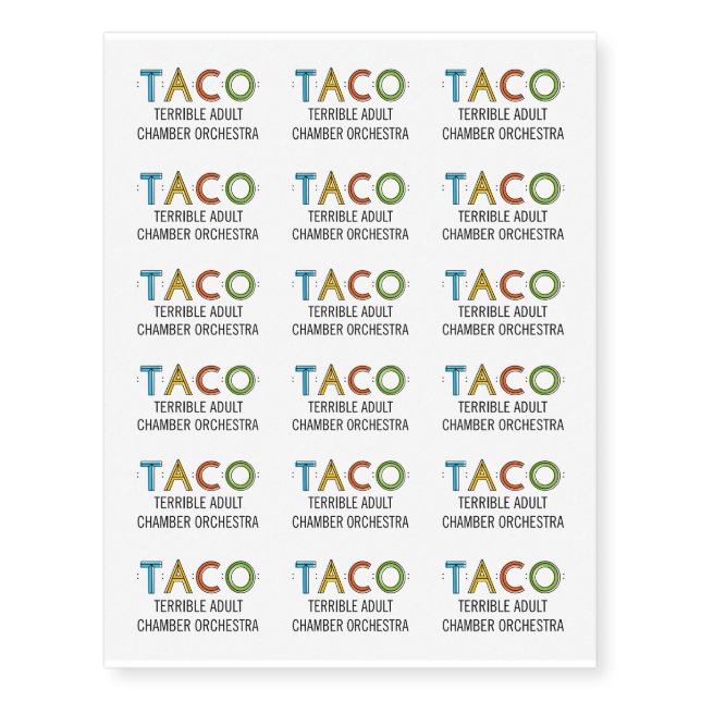 Custom TACO Small Temporary Tattoos (Front)