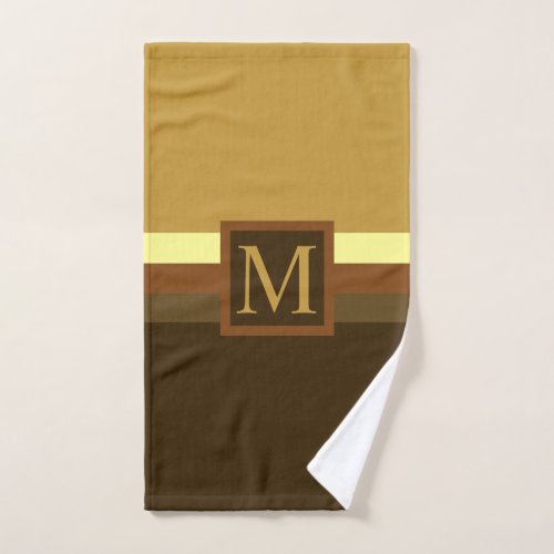 Custom Tan Chocolate Brown Color Block Hand Towel
