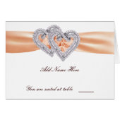 Custom Tangerine Hearts Place Card (Front Horizontal)