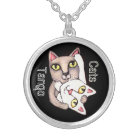 Custom Tango Cats Art Sterling Necklace