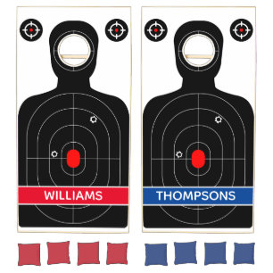 Custom Target Farmhouse Family Monogram Name Wood Cornhole Set