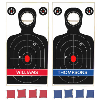 Custom Target Farmhouse Family Monogram Name Wood Cornhole Set