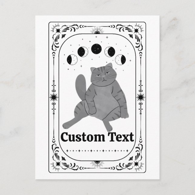 Custom Tarot: Funny Cat Zodiac Celestial Whimsy Postcard (Front)