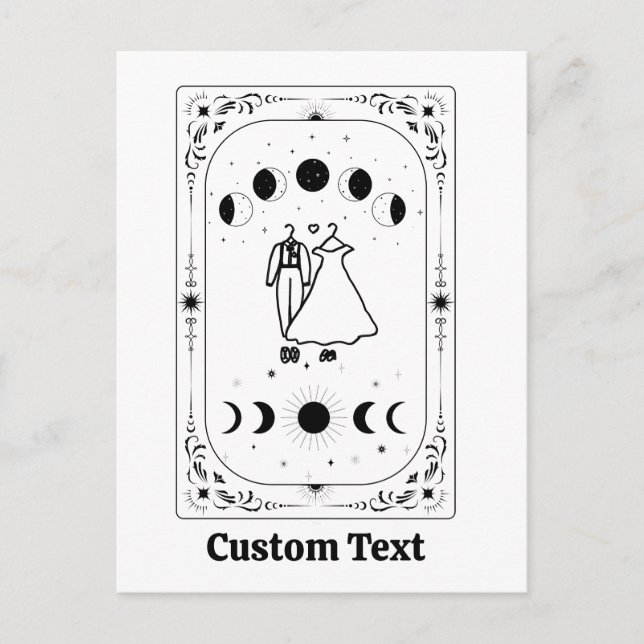 Custom Tarot Hallowedding Celestial Moon Zodiac Holiday Postcard (Front)