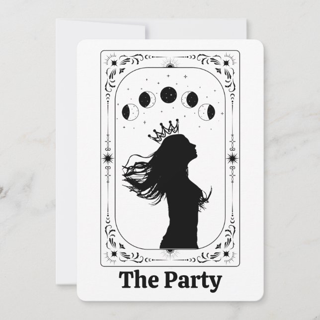 Custom Tarot Mystic Celestial Moon Magical Whimsy Invitation (Front)