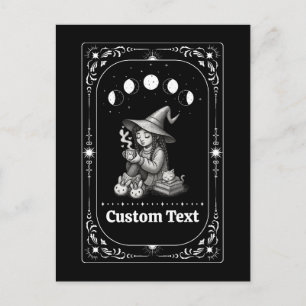Custom Tarot Whimsical Zodiac Witch Celestial Moon Postcard