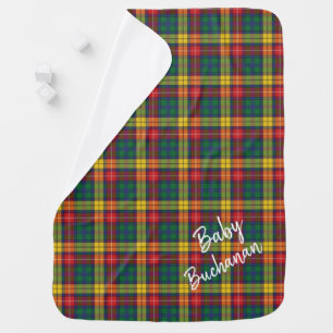 Custom Tartan Clan Buchanan Red Yellow Green Check Baby Blanket