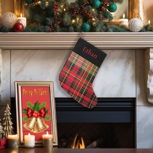 Custom Tartan Red  Green Christmas  Large Christmas Stocking