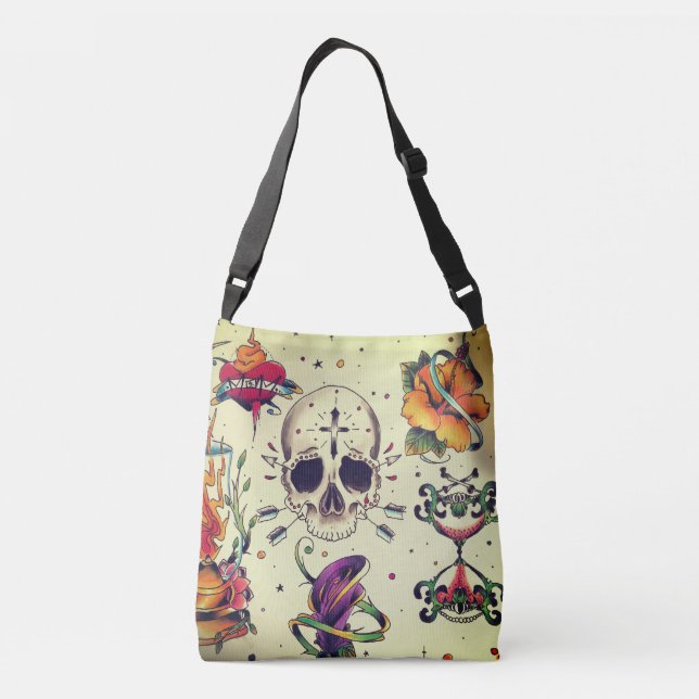 custom tattoo flash board crossbody bag (Back)
