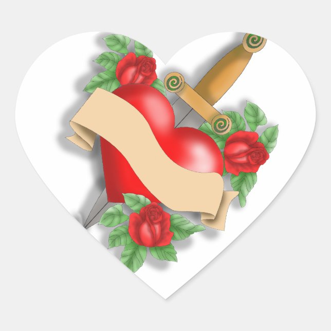 Custom Tattoo Heart Heart Sticker (Front)