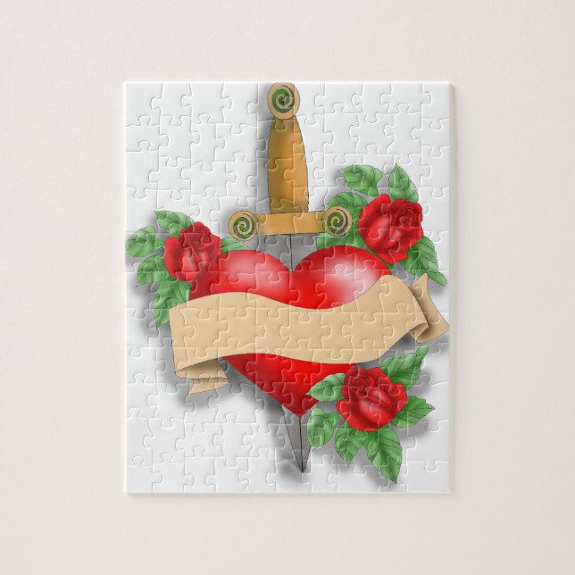 Custom Tattoo Heart Jigsaw Puzzle (Vertical)
