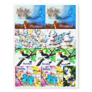 Custom Tattoos Mermaid, Hornbill, mix