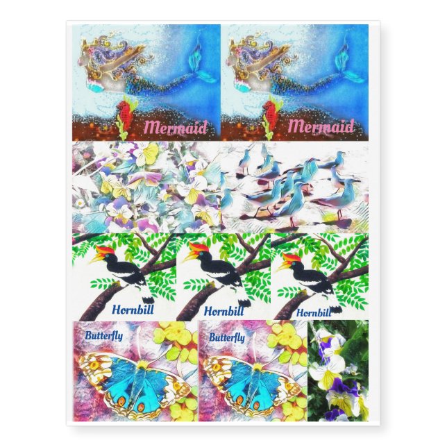 Custom Tattoos Mermaid, Hornbill, mix (Front)