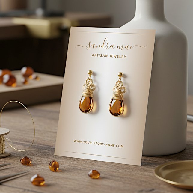 Custom Taupe Beige Brown Jewelry Display Card (Creator Uploaded)