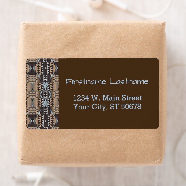 Custom Taupe Beige Brown Light Gray Blue Mosaic Label (Insitu)