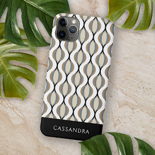 Custom Taupe Beige Tan Gray White Black Ogee Waves iPhone 11 Pro Max Case