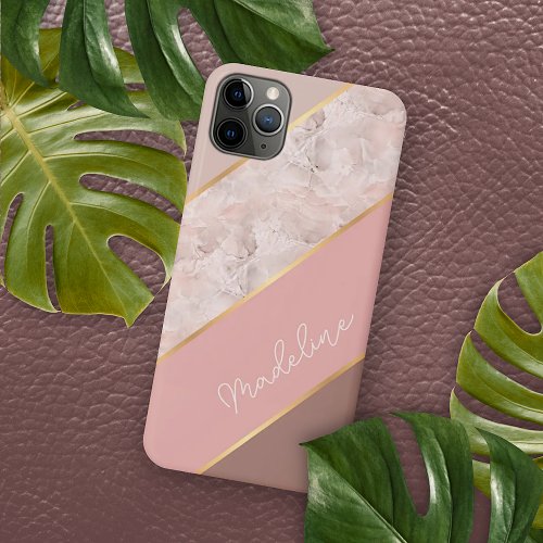 Custom Taupe Mauve Dusty Rose Blush Pink Marble iPhone 12 Case