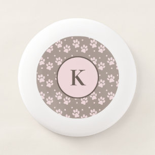 Custom Taupe & Pink Paw Print Frisbee