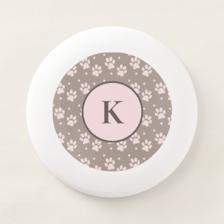 Custom Taupe & Pink Paw Print Frisbee