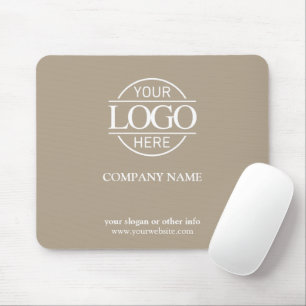 Custom Taupe Promotional Company Business Logo Mouse Pad