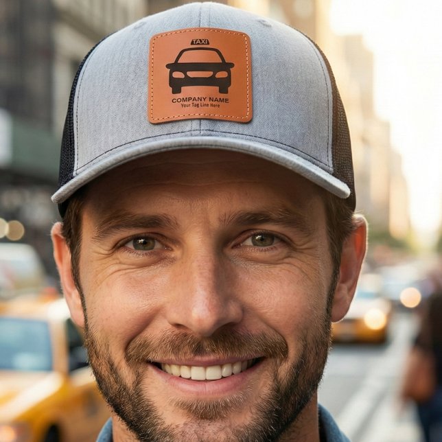 Custom Taxi Company Personalized Text Leather Patch Hat (Custom Taxi Company Personalized Text Leather Patch Hat)