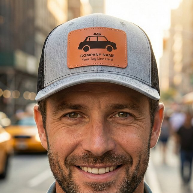Custom Taxi Company Personalized Text Leather Patch Hat (Custom Taxi Company Personalized Text Leather Patch Hat)