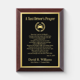 Custom Taxi Drivers Prayer Frame, Taxi Driver Gift Award Plaque