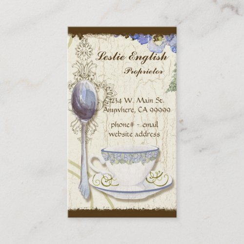 Custom Tea Coffee Shoppe Elegant Business Cards