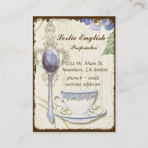 Customizable Custom Tea Coffee Shoppe Elegant Business Cards